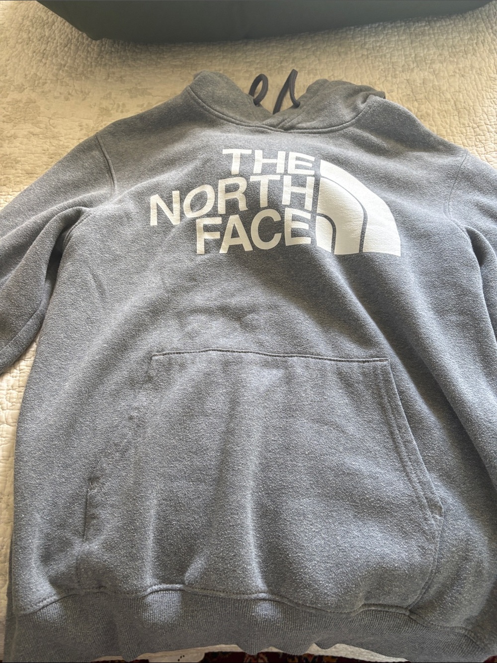 The North Face Men's Charcoal Gray Hoodie with White Logo